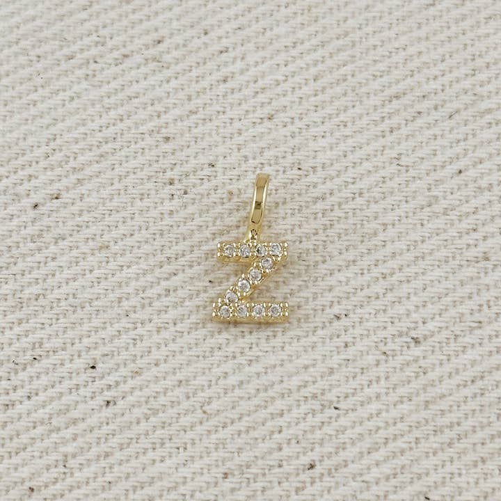 GoldFi - Wholesale Individual charm/pendant - 18k Gold filled Micro CZ Initial Letter Charm30