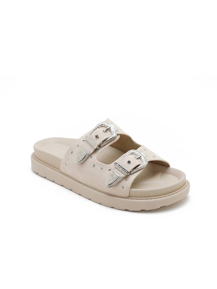 Joia Paris - Vente Sandales – femme - Claquette plateforme double sangle cloutés H8-928
