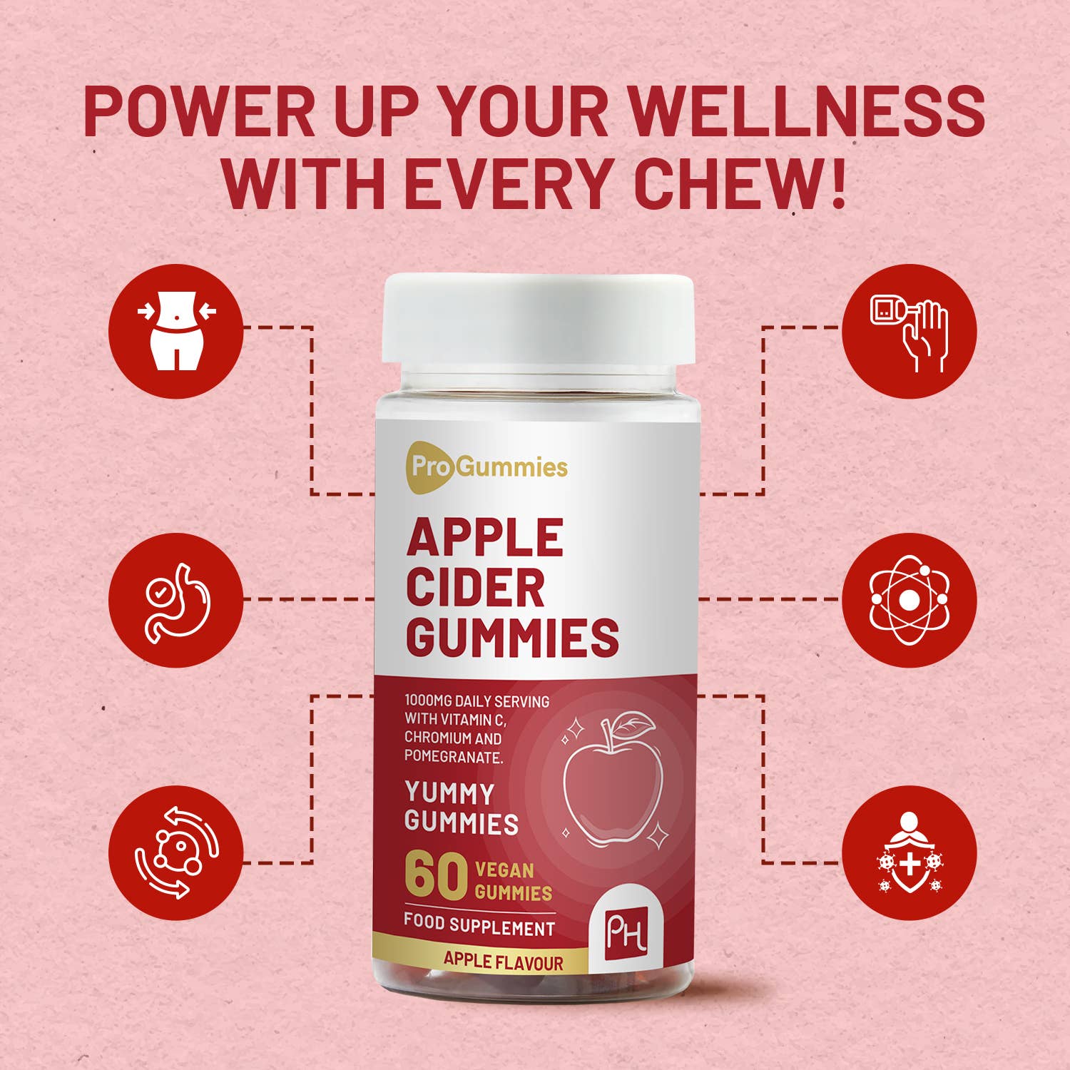 Prowise Healthcare - Wholesale Oral Supplement/Vitamin - Vegan Apple Cider Vinegar Gummies | High Strength 1000mg 3