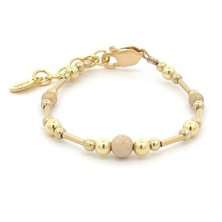 Pulsera para niñas pequeñas chapada en oro de 14 quilates con perlas de polvo de estrellas para venta al por mayor de Cherished Moments