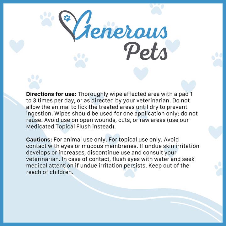 Healthy Breeds - Wholesale Pet Grooming Aid - Dog - Generous Pets Medicated Topical XL Wipes 60 Count