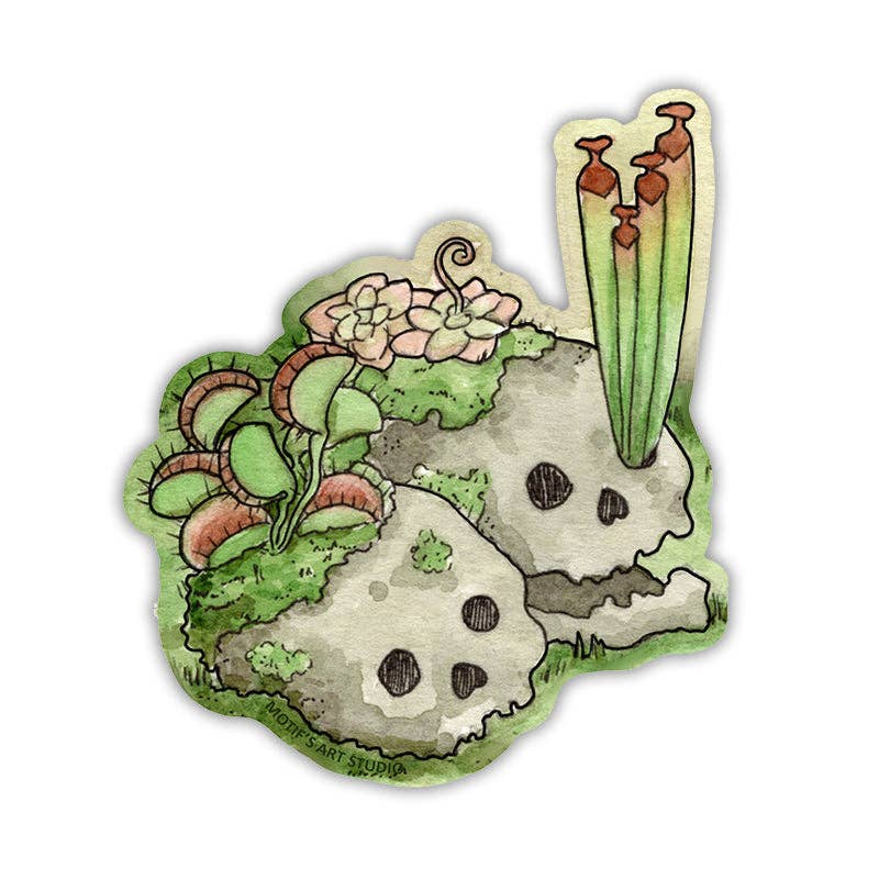 Motif's Art Studio - Wholesale Sticker - Skulls with Carnivorous Plants Sticker