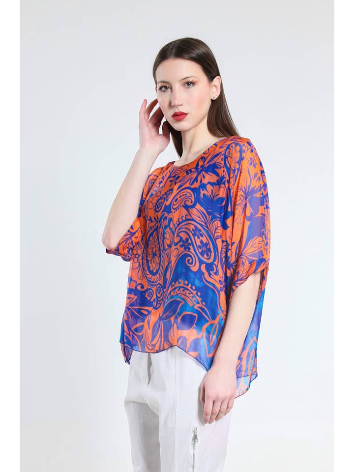 TINA Stephens Italy/Tees By Tina - Wholesale Kaftan - Women's - Marjorie Island Fantasy 3/4 Sleeve Slim Kaftan with Sim (BQ241F)2