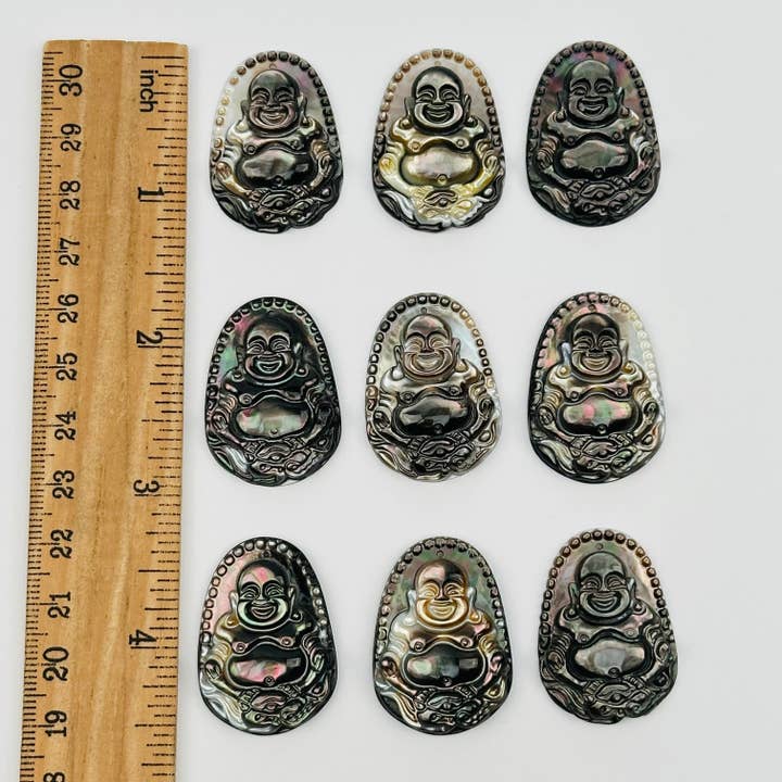 Rock Paradise - Wholesale Individual Charm/Pendant - Abalone Buddha Pendant - Top Drilled -5