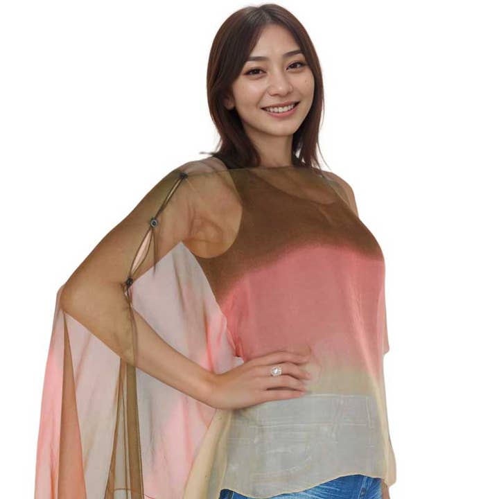 The Magic Scarf Company – wholesale Poncho - Dam – 1799 - Silkeslen poncho/kappa med sex knappar82
