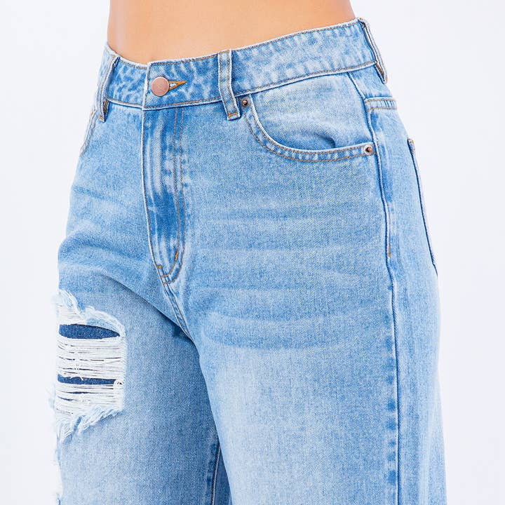 American Bazi - Wholesale Jeans - Women's - WIDE LEG RELEASED HEM JEANS-RJH9187