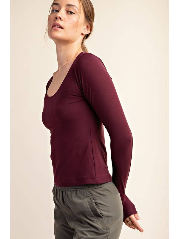 Sunday Morning - Wholesale Knit Top - Women's - T6799PL37 PLUS ROUND NECK LONG SLEEVE RECYCLED BUTTER TOP