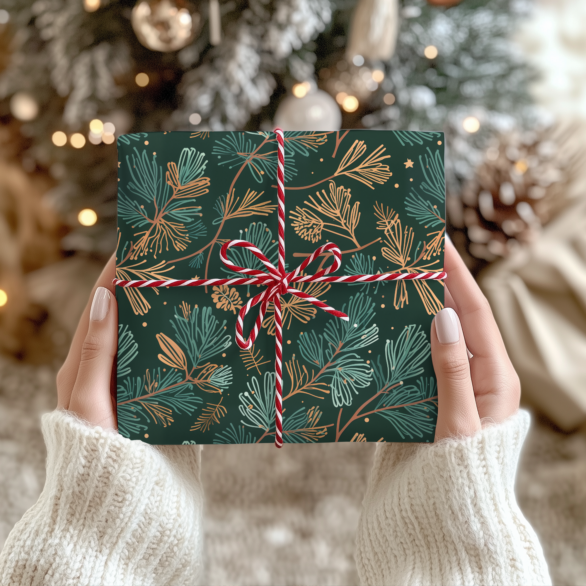Lokipawz - Wholesale Flat Wrap - Evergreen Whimsy – Forest Pine Holiday Wrapping Paper4