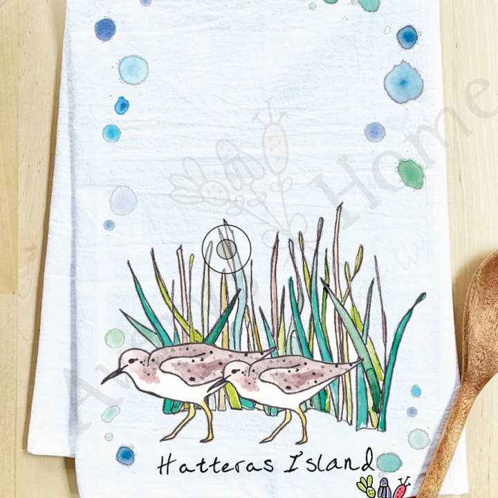 Avery's Home - Wholesale Tea Towel - Sandpipers with Beach Grass Bird Customizable Tea Towel3