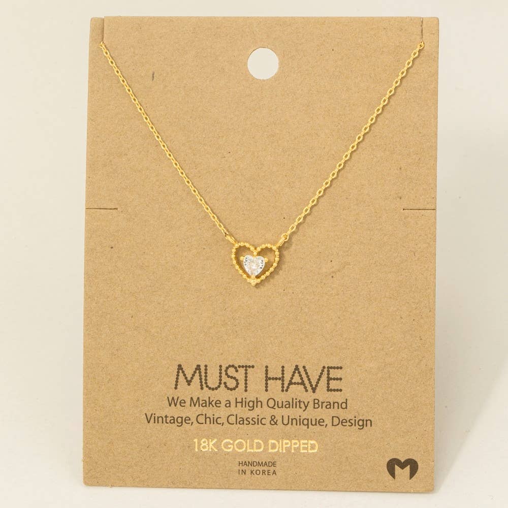 Fame Accessories – Engroshandel Halskæde med vedhæng – Gulddyppet Halo Cz hjerte vedhæng halskæde1