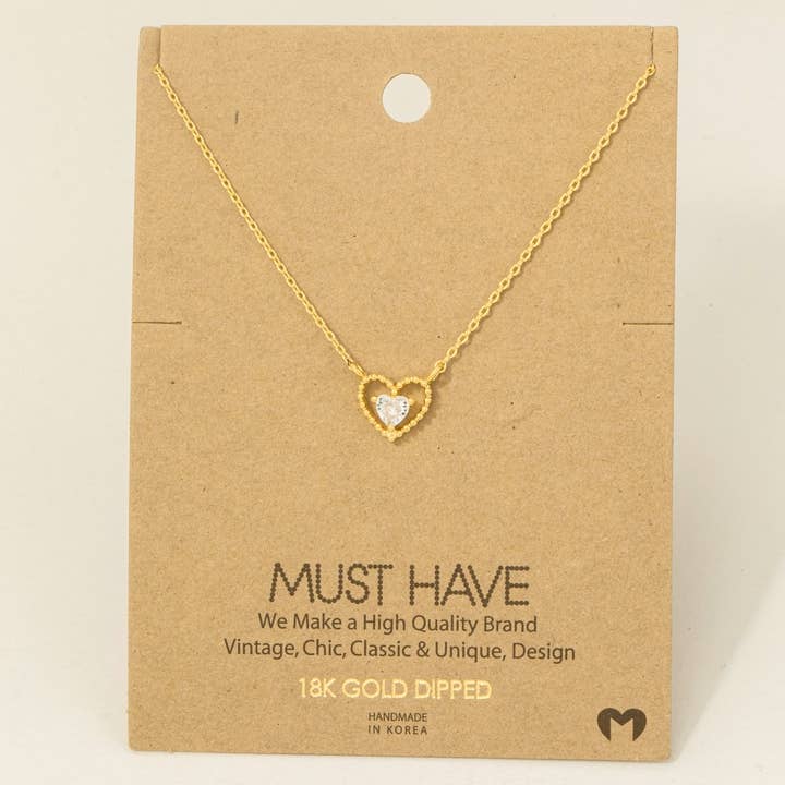 Fame Accessories – Engroshandel Halskæde med vedhæng – Gulddyppet Halo Cz hjerte vedhæng halskæde1