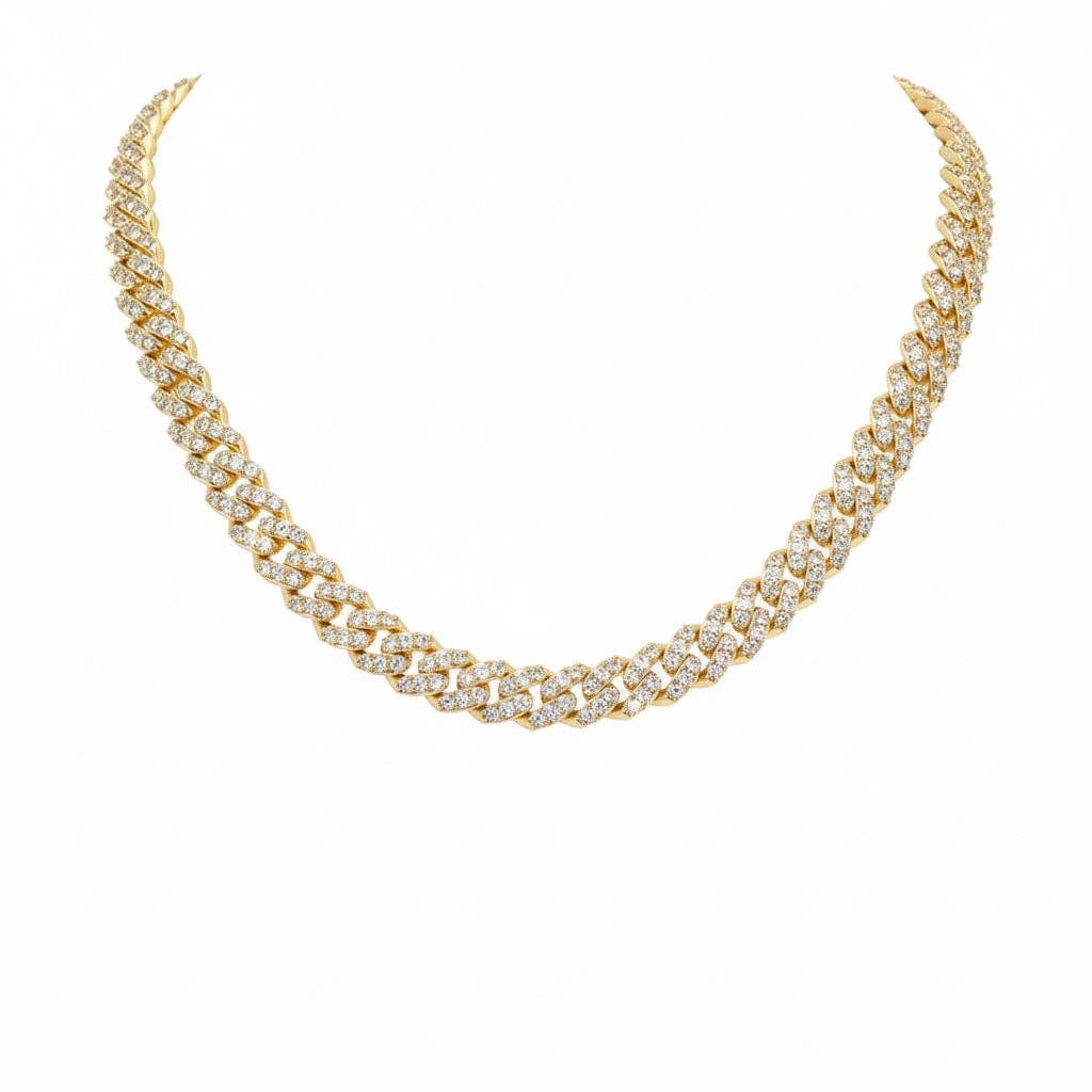 Prestige Jewelry - Wholesale Link & Chain Necklace - Gold Diamond Cuban Chain 20in 12mm0