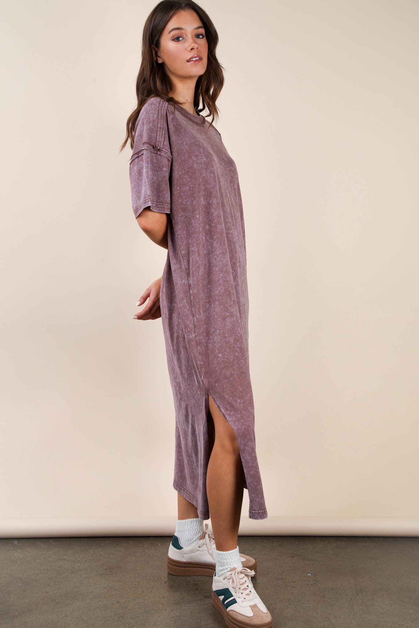 VERY J - Vente Robe – femme - Robe midi décontractée confortable lavée minérale35