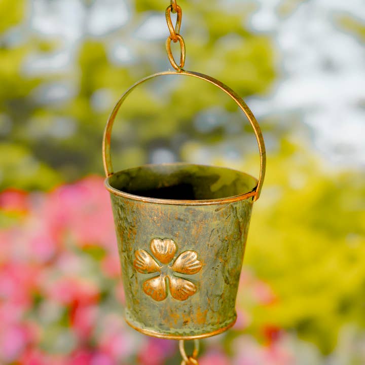 Zaer Ltd. International - Wholesale Outdoor Ornament/Decor - 78" Long Iron Bucket Rain Chain- 2 Color Options