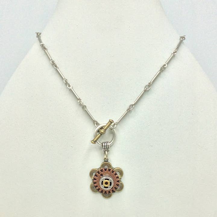 Mechanical Botanical  Toggle Necklace mixed metal - 4561 for wholesale by Alchemy Inc