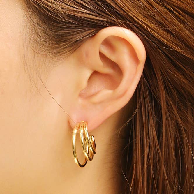 Hana – wholesale Dangle earrings – 14K Trio Circle Post Earrings1