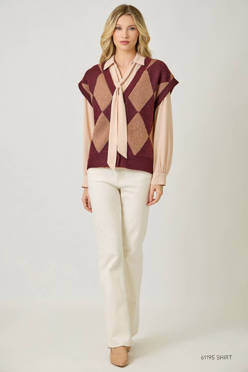 Mystree – wholesale Sleeveless sweatshirts – Women′s – 61140 Argyle Sweater Vest4