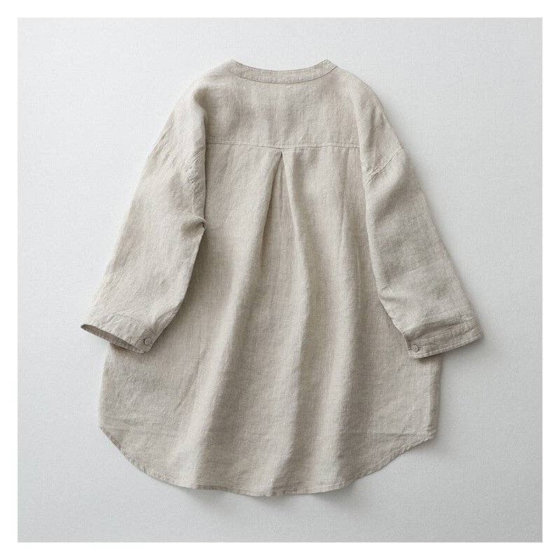 UZ Wholesale Store – wholesale Tröja med knappar – Dam – Enfärgad Stand Krage 3/4 ärm skjorta5