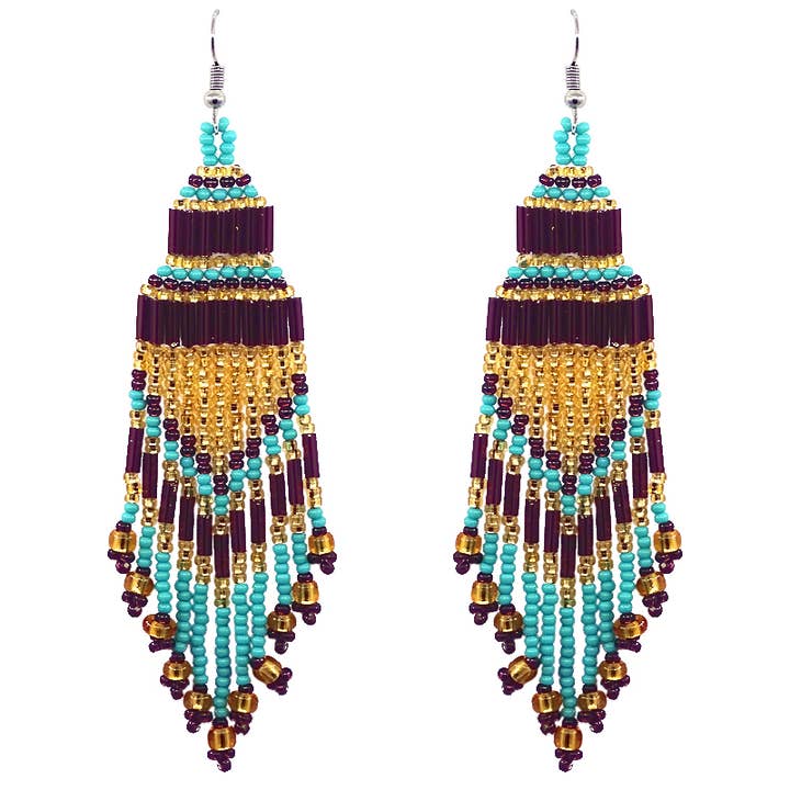 Pichincha - Wholesale Tassel earrings - Extra Large Seed Bead Fringe Chandelier Dangle Earrings3