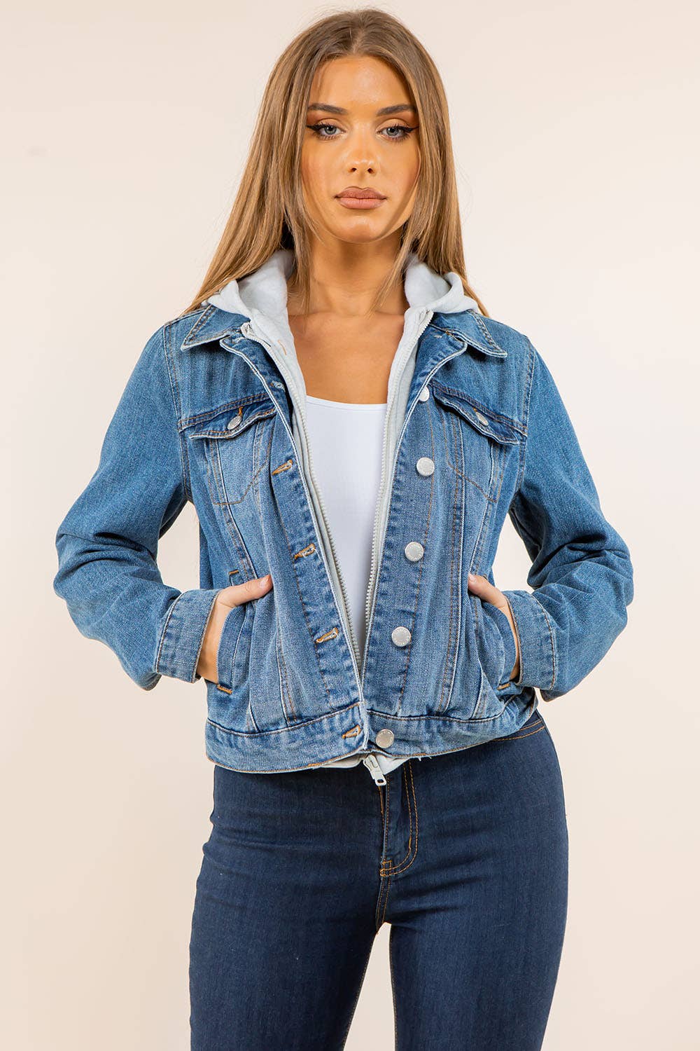 Veracci - Wholesale Denim Jacket - Women's - SWEATSHIRT HOODED DENIM JACKET5