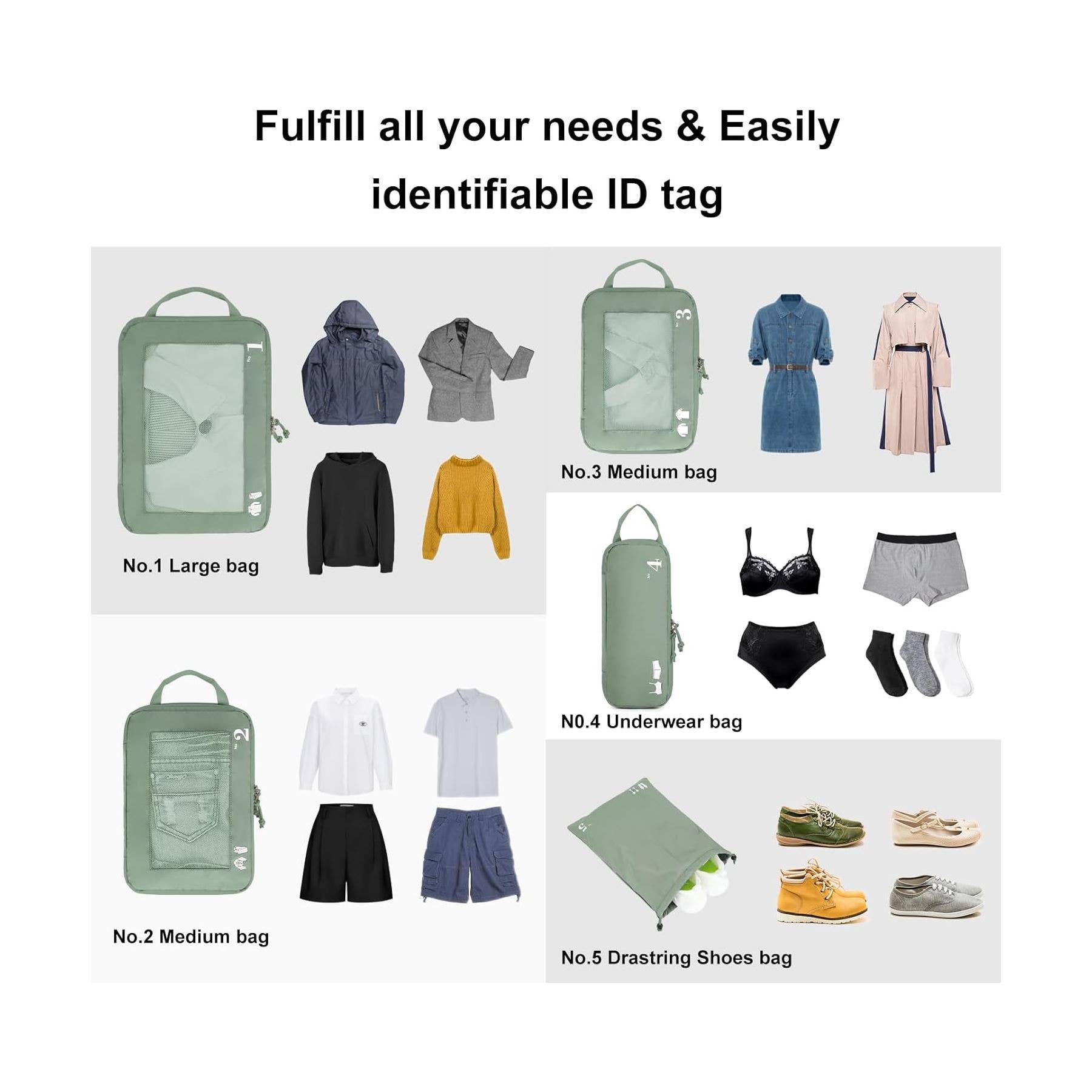 NARWEY INC - Wholesale Packing Cube - 5 Set Compression Packing Cubes for Suitcases Organiser Bags7