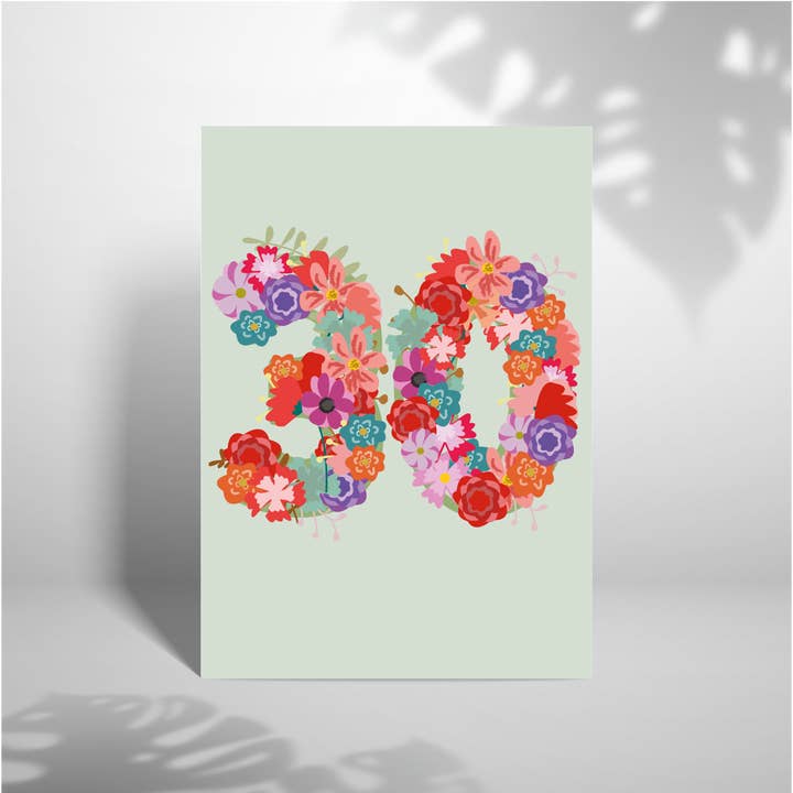 Happy 30Th Birthday Floral 5x7 Birthday Card for wholesale by Laura Lonsdale
