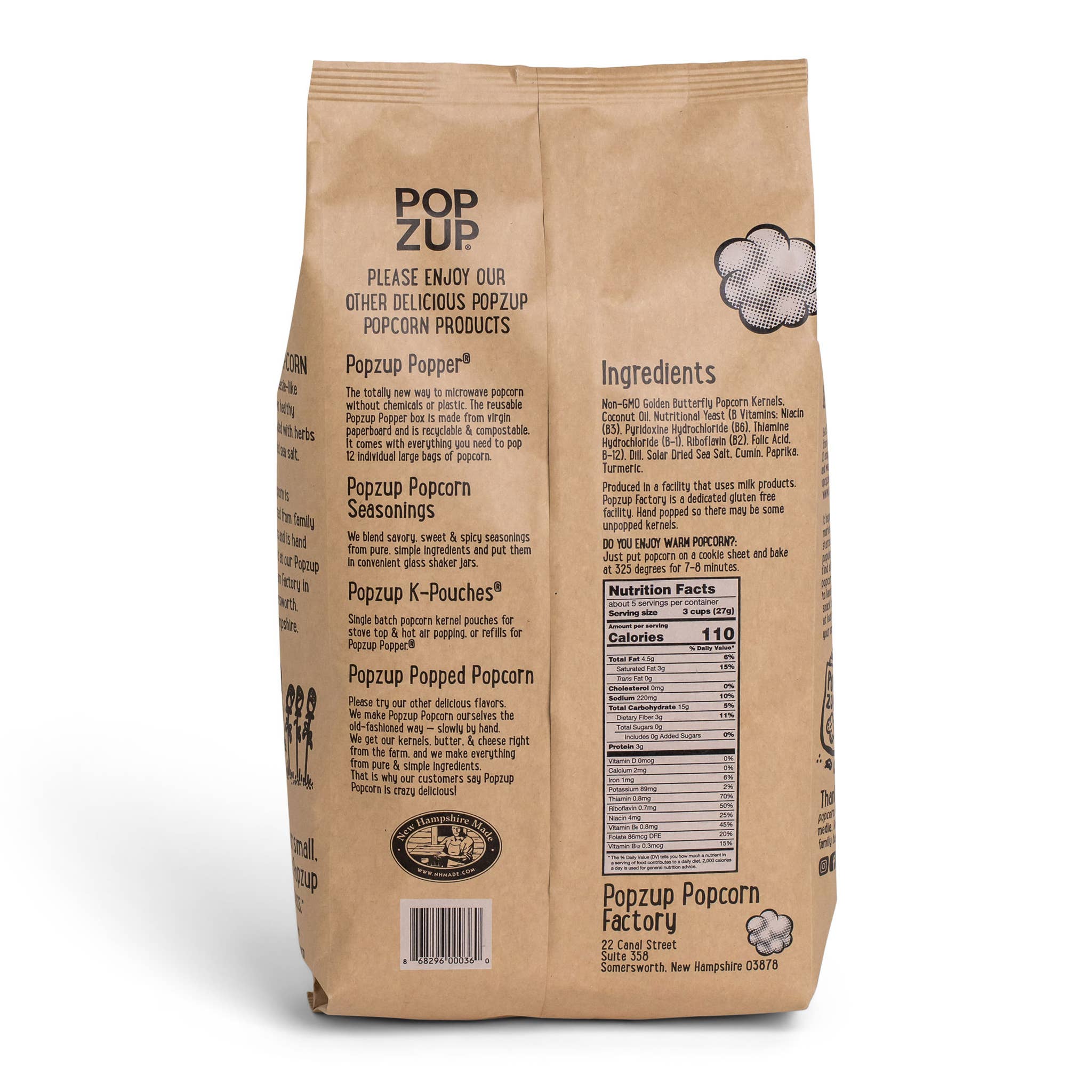 Popzup Popcorn - Vente Pop-corn - Sachets de Popcorn Cheesie Herbie - Format Familial1