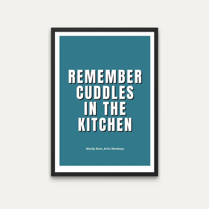 Littlepapertrailco – wholesale Art print – Cuddles In The Kitchen - Arctic Monkeys 'Mardy Bum' Lyrics