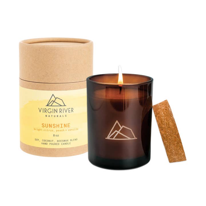 Vela en tarro de vidrio SUNSHINE de 8 oz para venta al por mayor de Virgin River Naturals