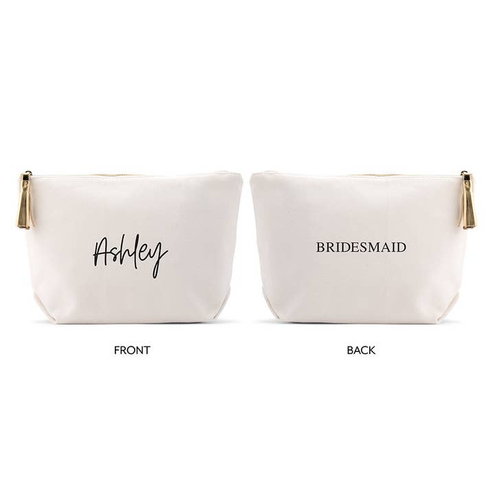 Weddingstar Inc. - Wholesale Makeup/Cosmetic Bag - Large Personalized Canvas Makeup Bag - Script Font3