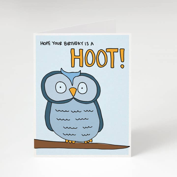 Hope Your Birthday Is a Hoot! Birthday Card. Owl Card. for wholesale by Tiny Gang Designs