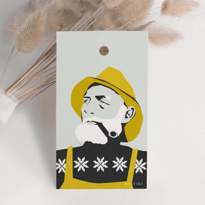 Geschenkanhänger Fischer mit Pfeife für den Großhandel von Holviks