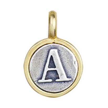 Tiny Silver and Bronze Letter Charm for wholesale by Marmalade Jewellery