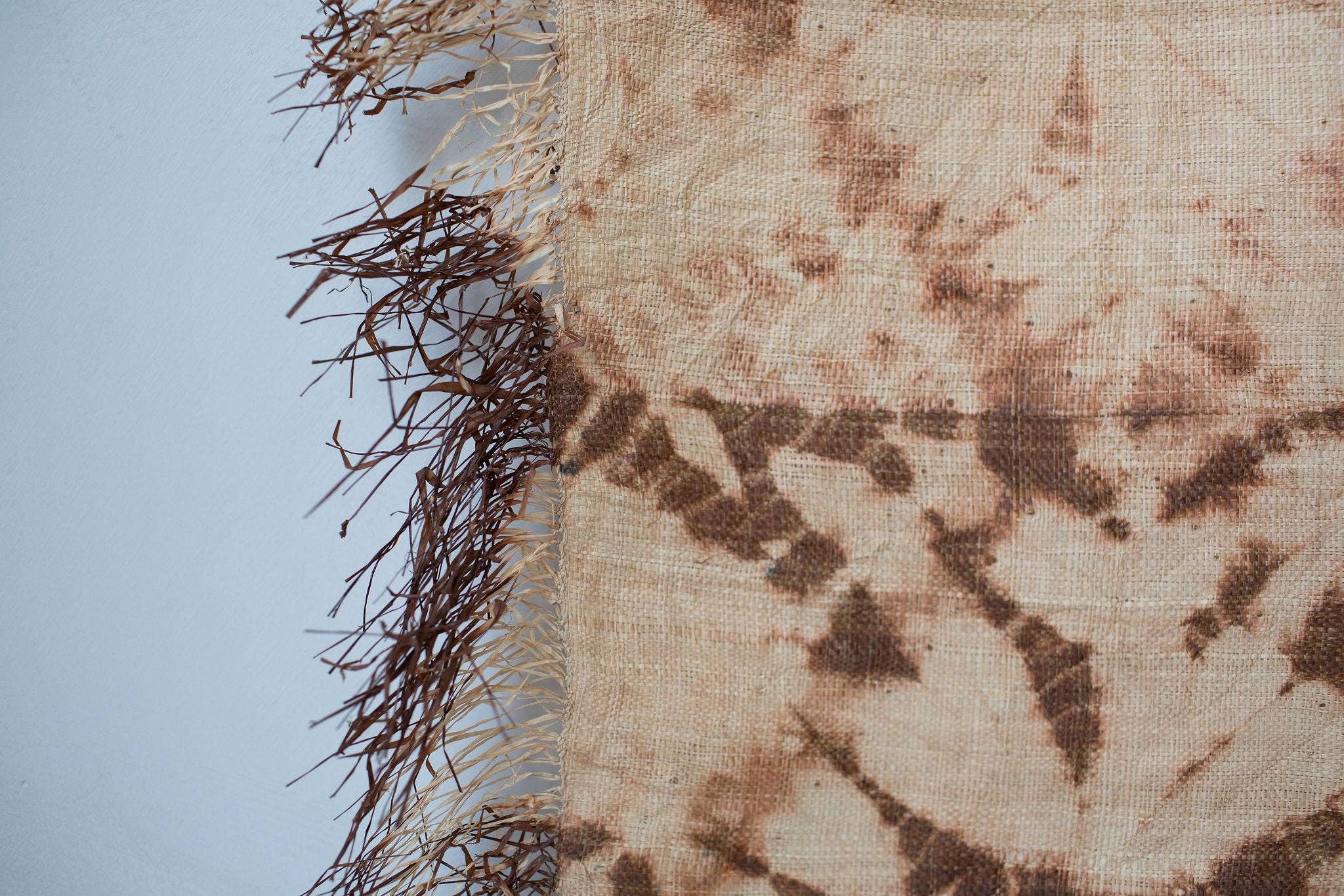 Tanana Madagascar - Wholesale Tapestry/Textile - Raffia Wall Hanging - Shibori Spider Web Pattern - Brown1