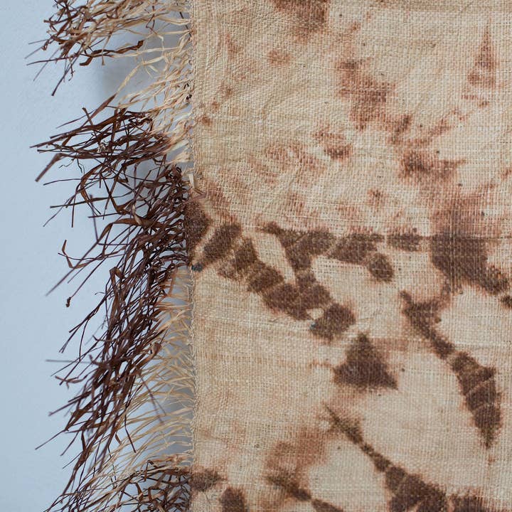 Tanana Madagascar - Wholesale Tapestry/Textile - Raffia Wall Hanging - Shibori Spider Web Pattern - Brown1