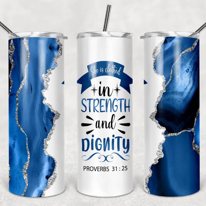 Klädd i styrka och värdighet Tumbler för wholesale av Antisocial Designs