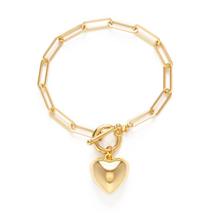 Puff Heart Chain Bracelet for wholesale by Amano Studio