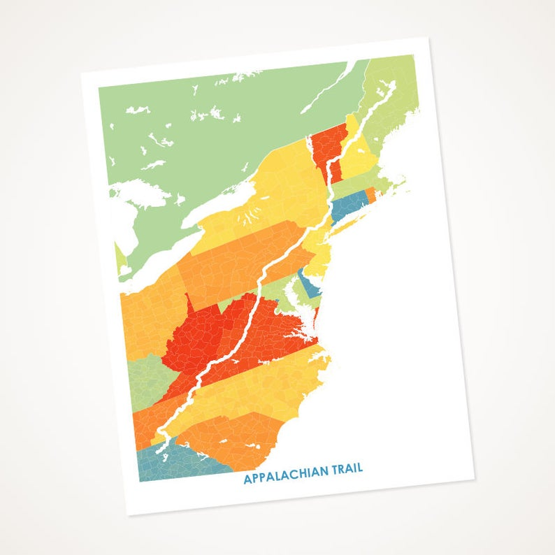 Juanita's Adventures - Wholesale Art Print - Juanitas AT Trail Hiking Map Print0