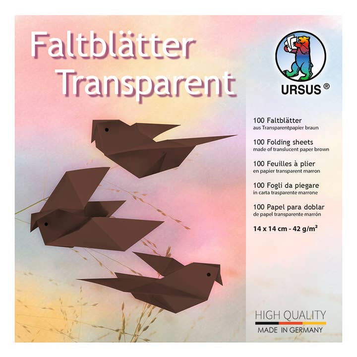 Folding sheets "transparent paper", 14 x 14 cm, brown for wholesale by URSUS® / Buntpapierfabrik Ludwig Bähr GmbH & Co. KG