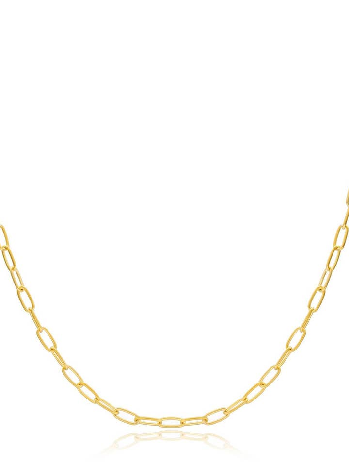 18K Yellow Gold Vermeil Sterling Silver Long Link Chain for wholesale by House of Moda Jewelry