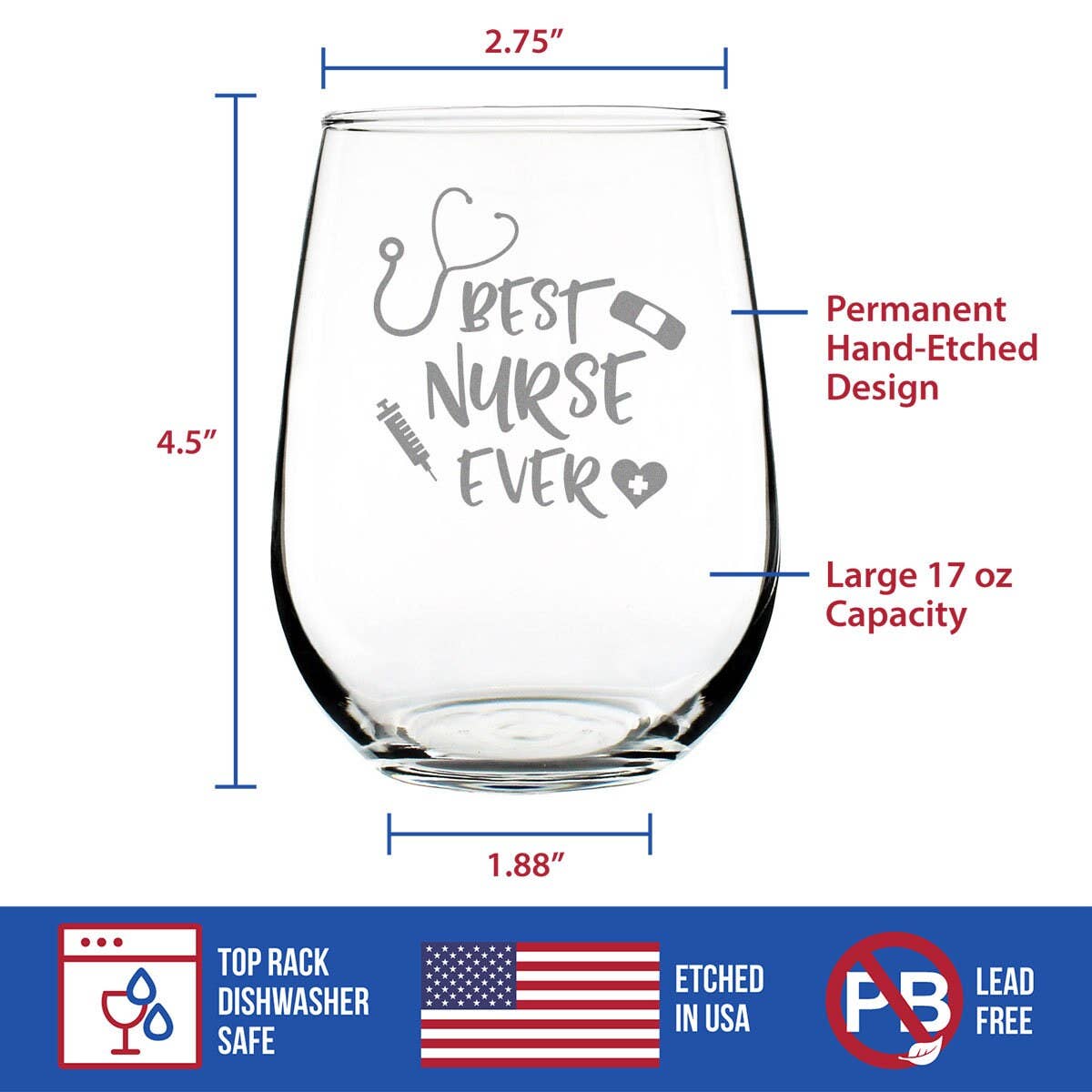 bevvee – wholesale Wine glass – Best Nurse Ever Stemless Wine Glass - RN Gifts and Decor3