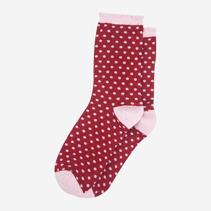 Sock Talk – wholesale Socks – Women's – Women's Red/Pink Polka Dots Glitter Socks1