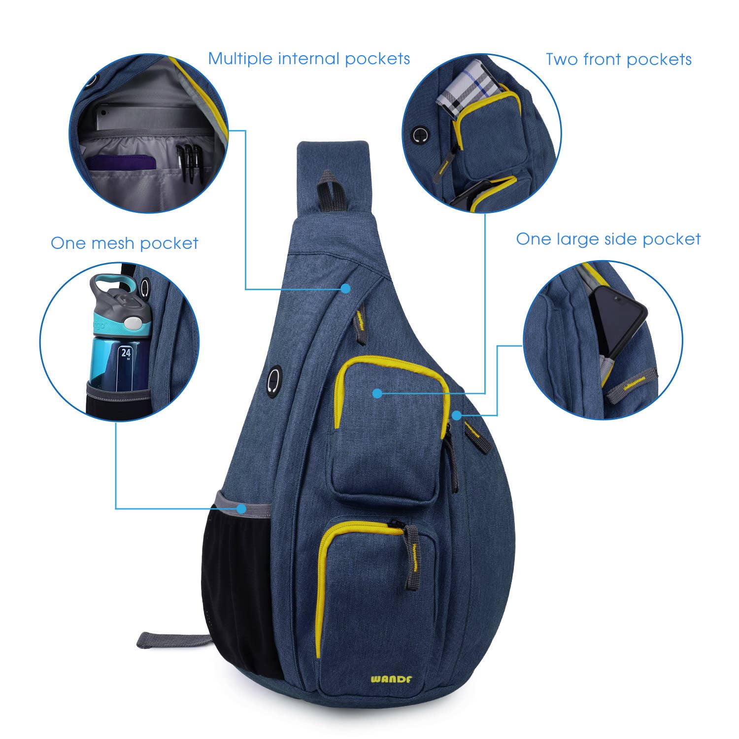 wandf - Wholesale Backpack - Unisex - WANDF Crossbody Sling Chest Bag Mens Travel Backpack16