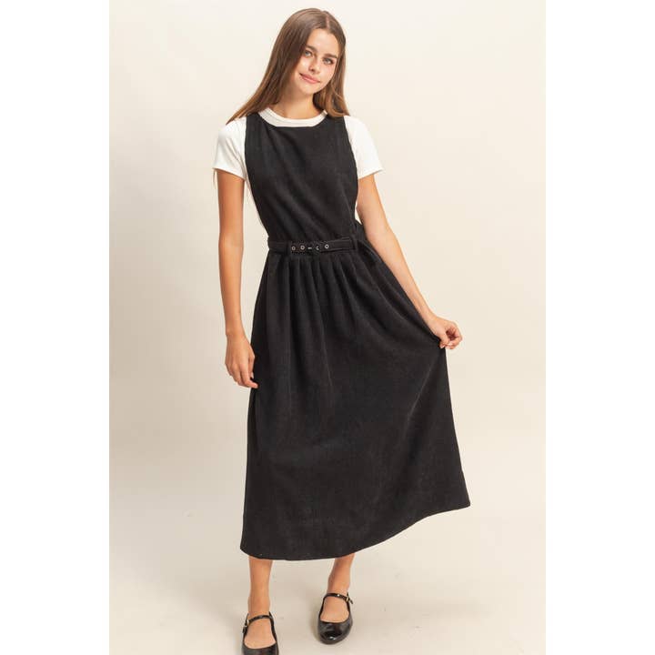 HYFVE - Wholesale Dress - Women's - Sleeveless Corduroy Apron Belted Midi Dress16