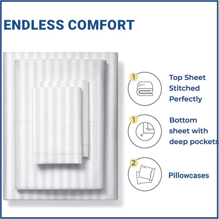 Salarosa - Wholesale Sheet Set - 3-Piece Bed Sheet Set – 100% Cotton, 300 Thread Count,