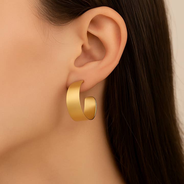 Betty James - Wholesale Hoop Earrings - Wide Chunk Stainless Steel Hoops1