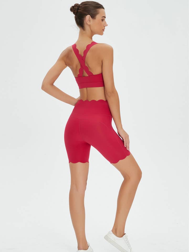 Sylvie Lycra® Scallop Sport-BH och Shorts 2-delat Set för wholesale av Moon Studio