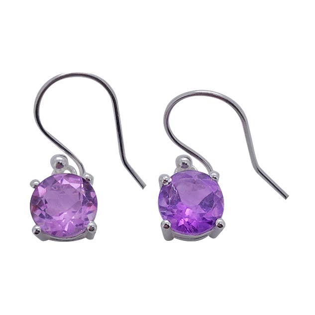 Pendientes de plata de ley con amatista en ganchos para venta al por mayor de Amberman