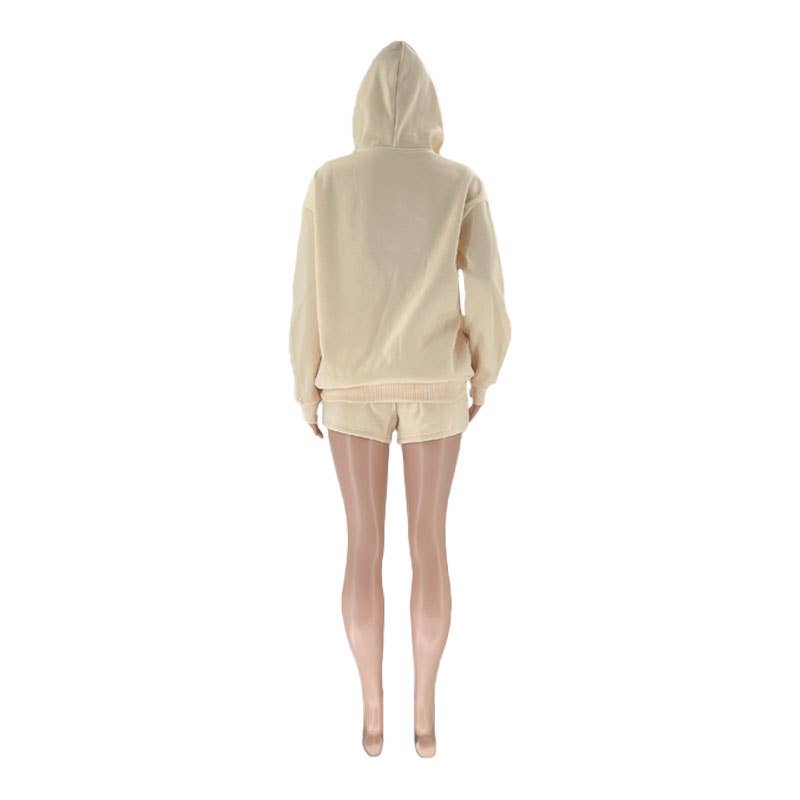 Rosa Clothing - Wholesale Lounge Set - Women's - basic loose hoodie & drawstring short 2 piece set19