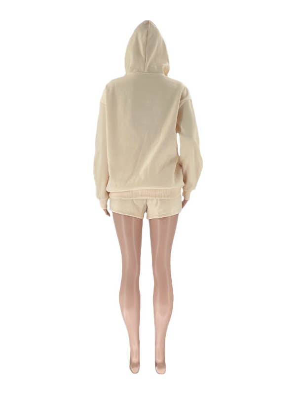 Rosa Clothing - Wholesale Lounge Set - Women's - basic loose hoodie & drawstring short 2 piece set19